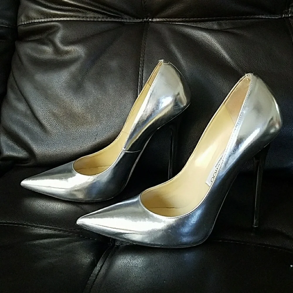 Jimmy Choo Anouk Silver Mirror Leather - Picture 3 of 8